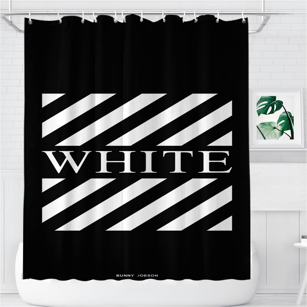 Off White Bunny Joeson Bathroom Shower Curtain Fabric Waterproof | 66 X 72 Inch