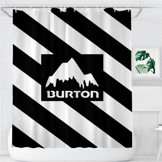 Personalized Off White Burton Vogue Samarbete Shower Curtain Farmhouse Bathroom Decor