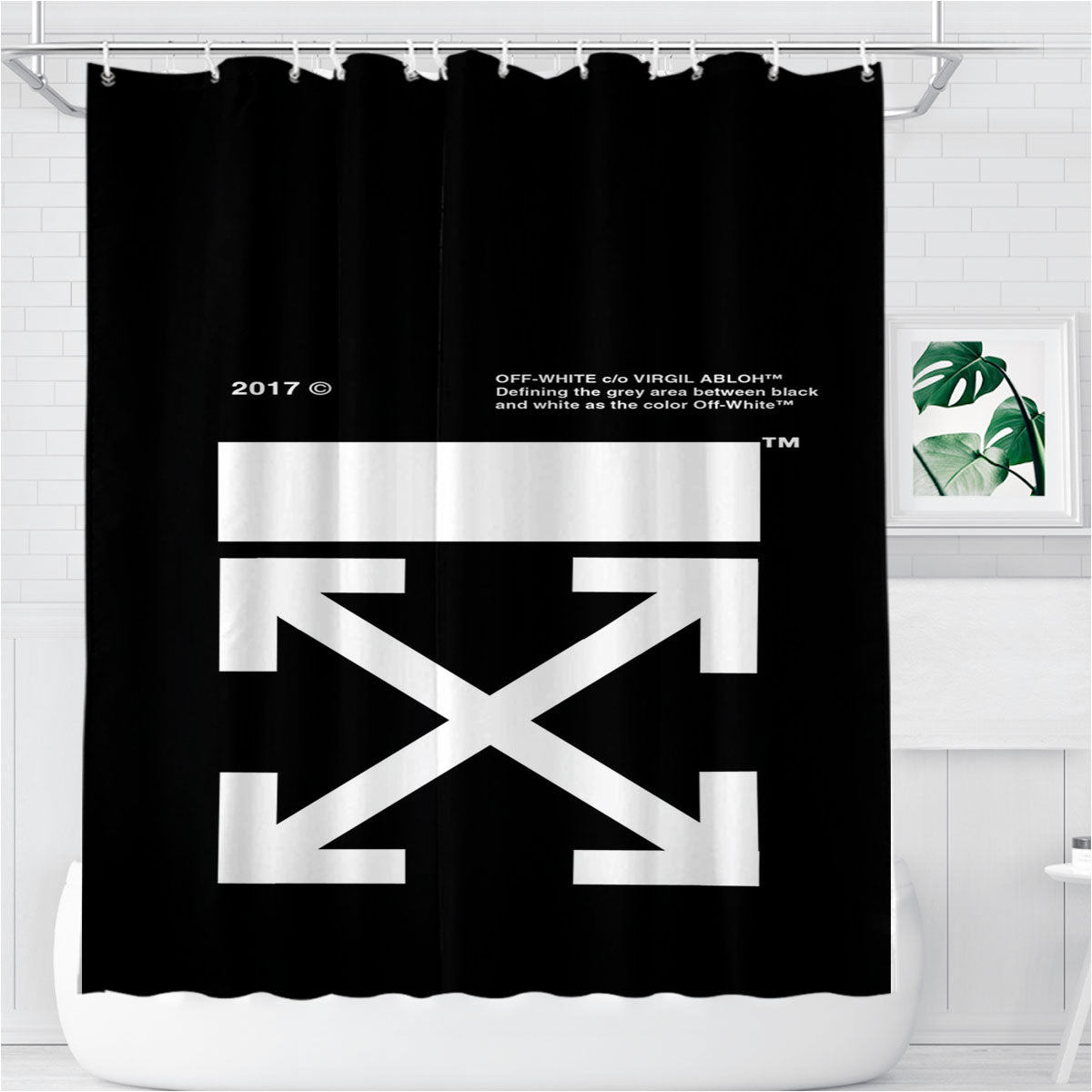 Off White Logo Bathroom Shower Curtain Fabric Waterproof | 66 X 72 Inch