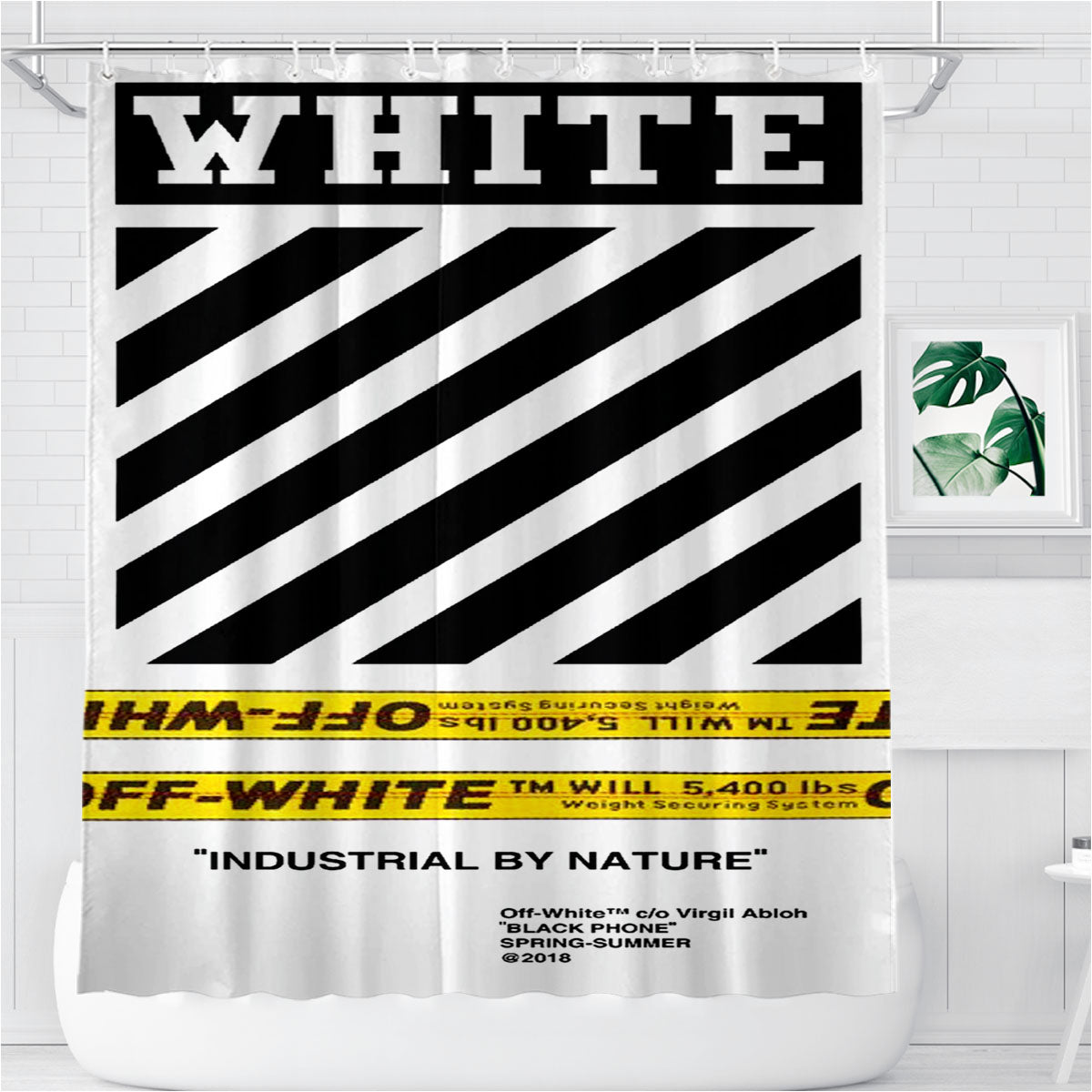 Off White Nature Bathroom Shower Curtain Fabric Waterproof | 66 X 72 Inch