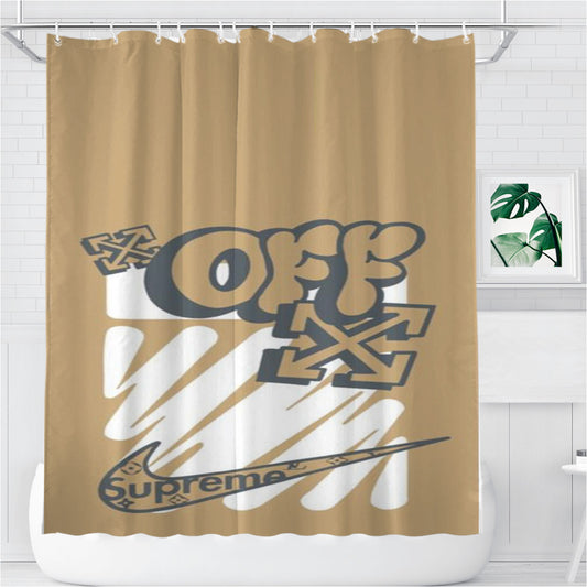 Personalized Off White Nike Logo Shower Curtain Farmhouse Bathroom Decor