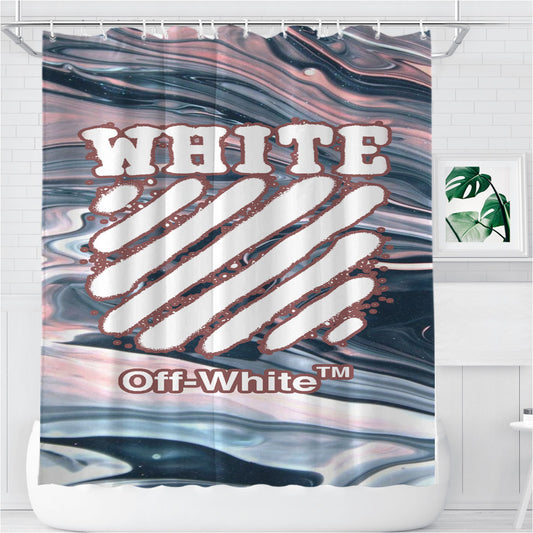 Personalized Off White Spray Marble Shower Curtain Farmhouse Bathroom Decor