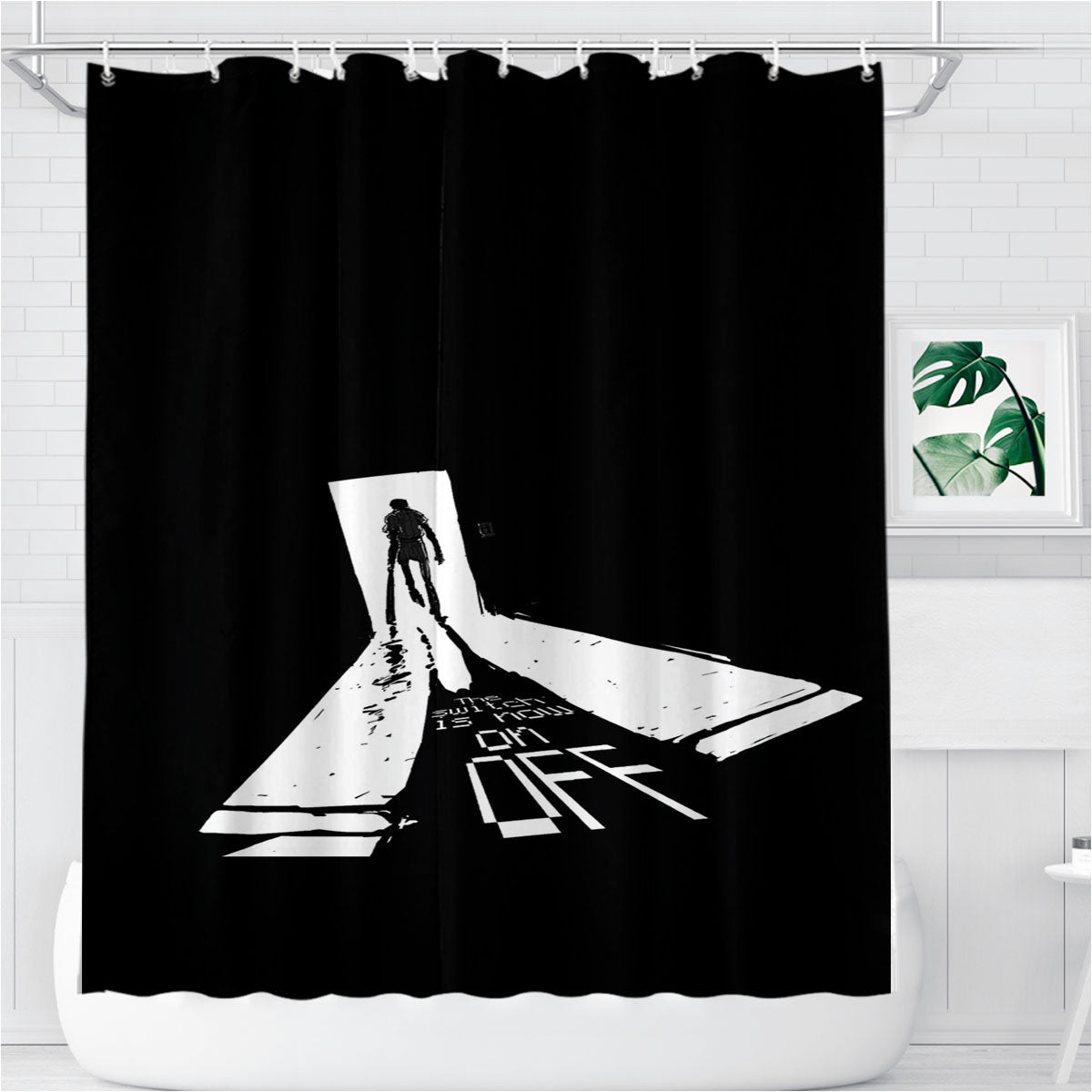Off White Wallpaper Bathroom Shower Curtain Fabric Waterproof | 66 X 72 Inch