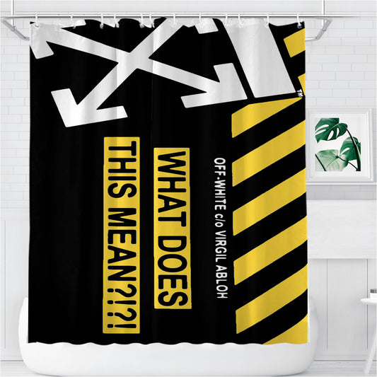 Personalized Off White Wallpaper What Does This Mean Shower Curtain Farmhouse Bathroom Decor