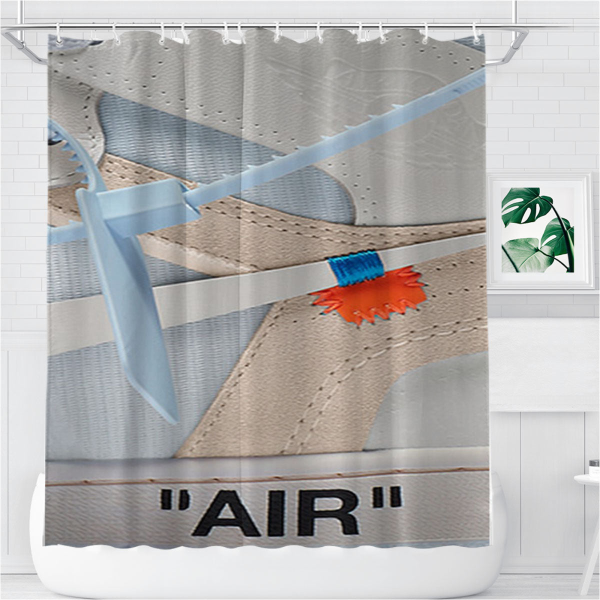 Off White X Air Jordan 1 Bathroom Shower Curtain Fabric Waterproof | 66 X 72 Inch