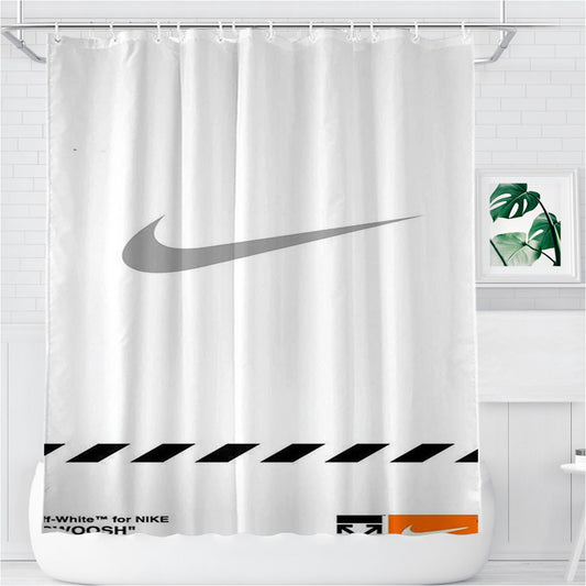 Personalized Off White X Nike Grey Logo Shower Curtain Farmhouse Bathroom Decor