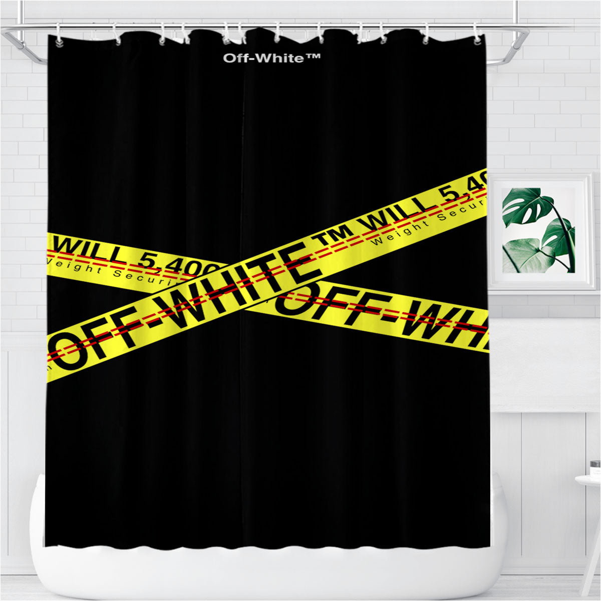 Off White Yellow Weight Security Bathroom Shower Curtain Fabric Waterproof | 66 X 72 Inch