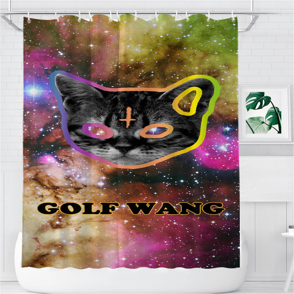 Ofwgkta Odd Future Wolf Gang Cat Bathroom Shower Curtain Fabric Waterproof | 66 X 72 Inch