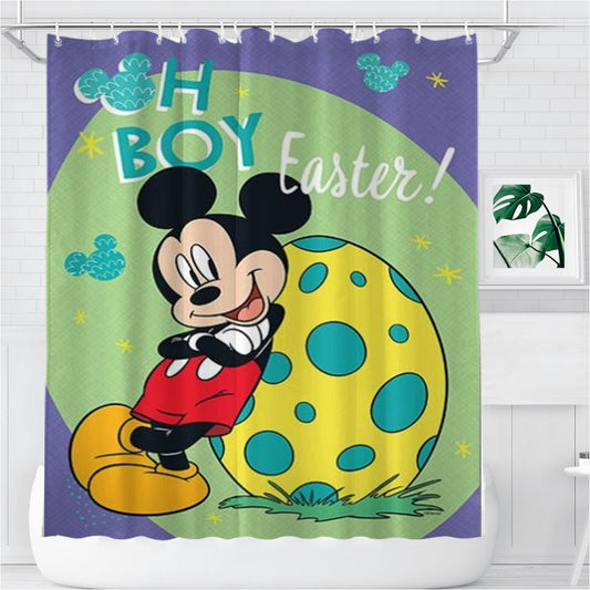 Personalized Oh Boy Easter Mickey Mouse Shower Curtain Farmhouse Bathroom Decor