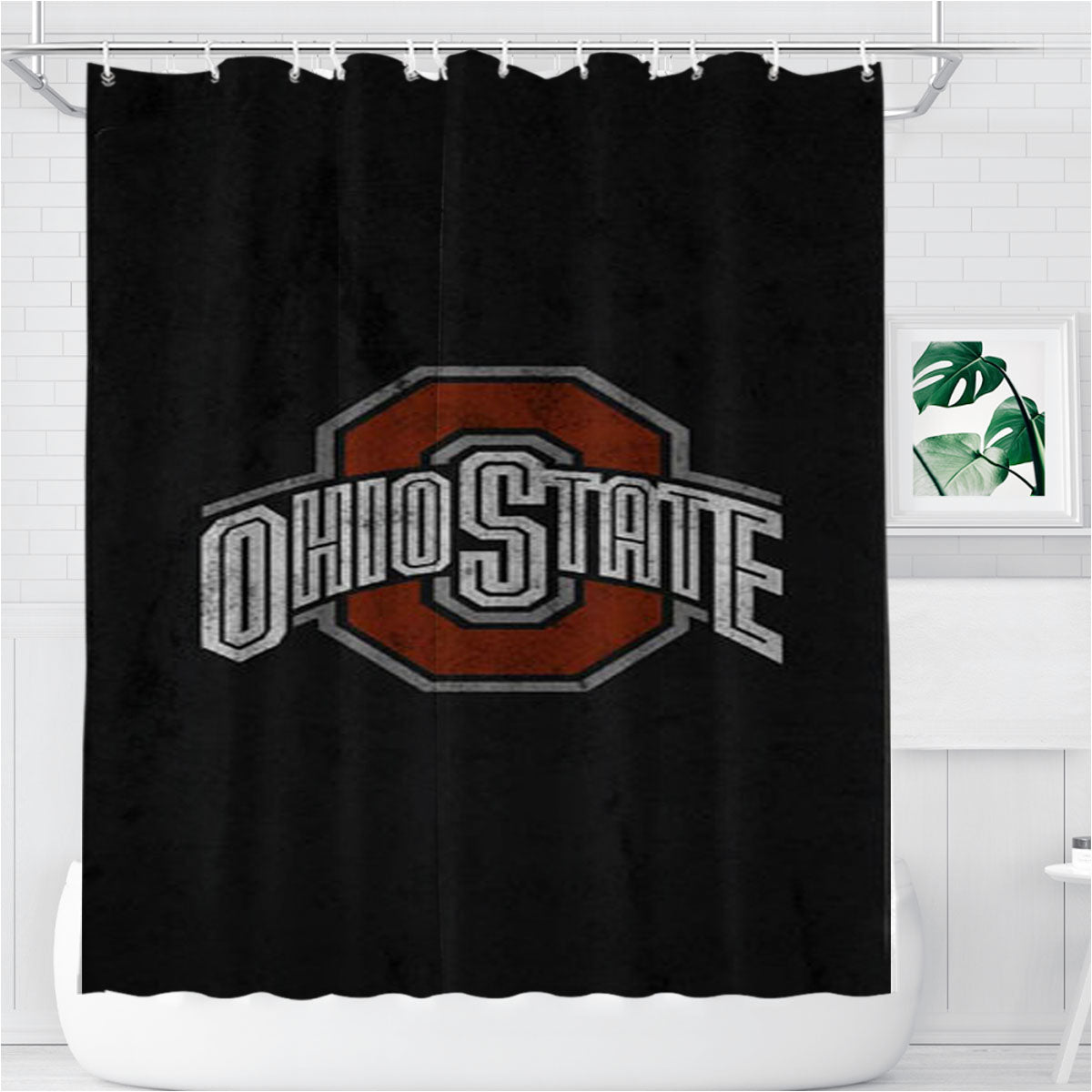 Ohio State Art Bathroom Shower Curtain Fabric Waterproof | 66 X 72 Inch