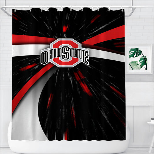 Ohio State Buckeyes Bathroom Shower Curtain Fabric Waterproof | 66 X 72 Inch