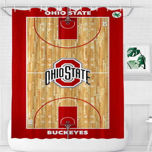 Personalized Ohio State Buckeyes Basketball Court Shower Curtain Farmhouse Bathroom Decor