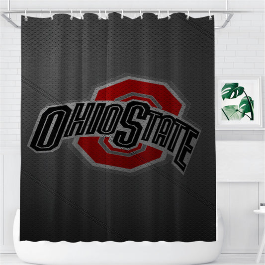 Ohio State Buckeyes Football Texture Bathroom Shower Curtain Fabric Waterproof | 66 X 72 Inch