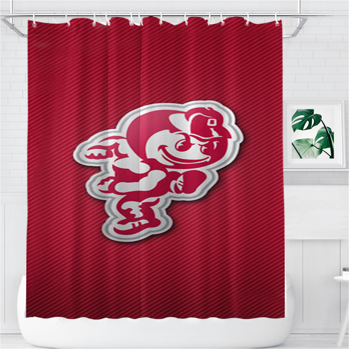 Ohio State Buckeyes Icon Bathroom Shower Curtain Fabric Waterproof | 66 X 72 Inch