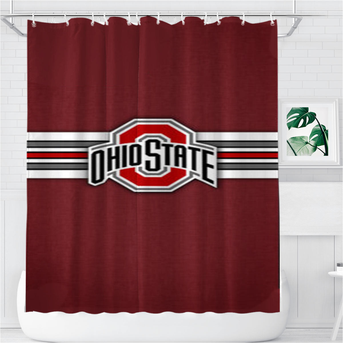 Ohio State Buckeyes University Bathroom Shower Curtain Fabric Waterproof | 66 X 72 Inch