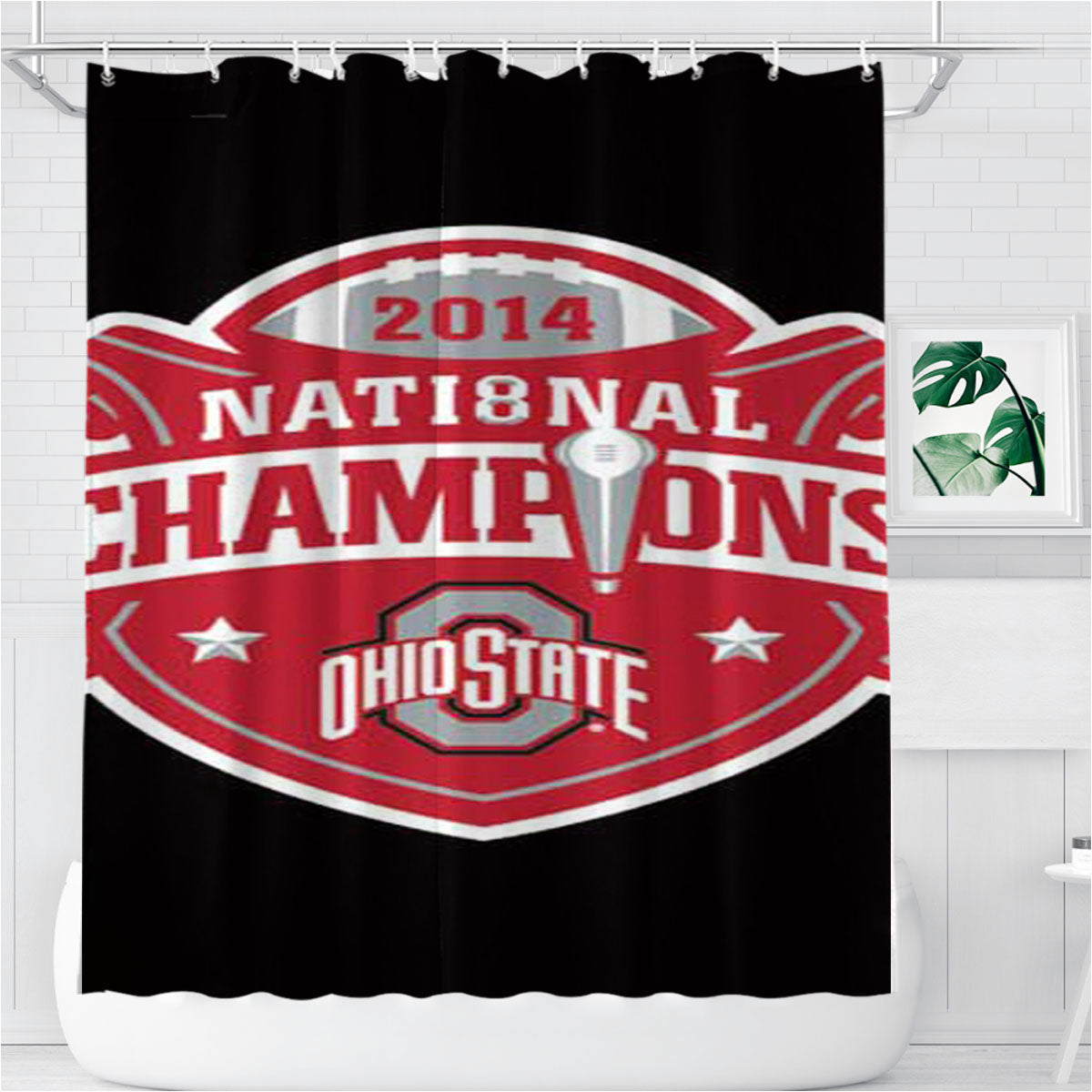 Ohio State Champ Logo Bathroom Shower Curtain Fabric Waterproof | 66 X 72 Inch
