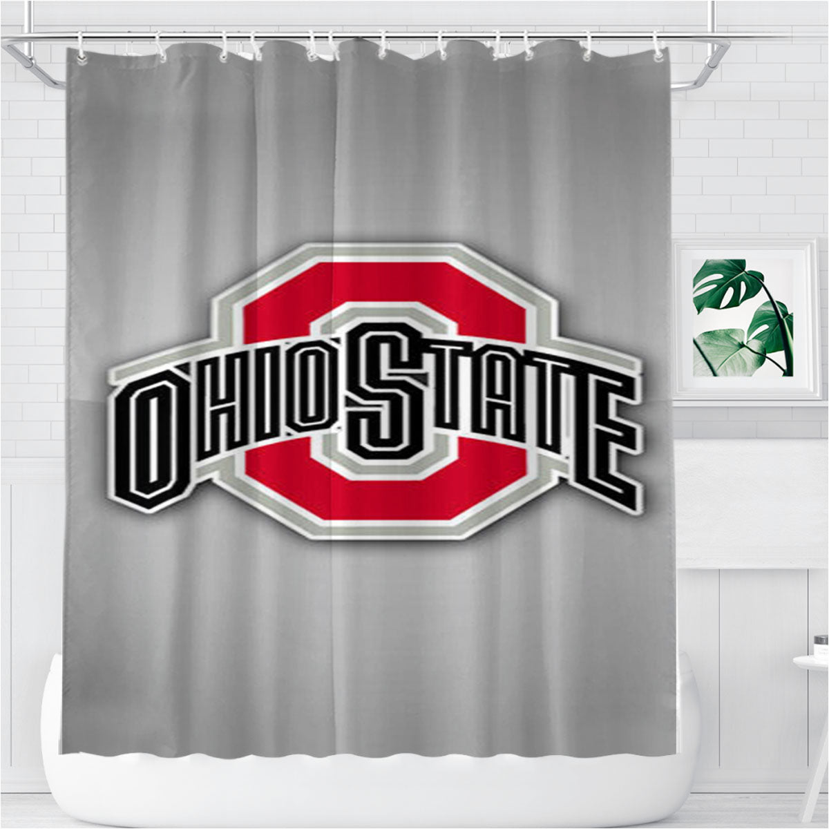 Ohio State Logo Bathroom Shower Curtain Fabric Waterproof | 66 X 72 Inch