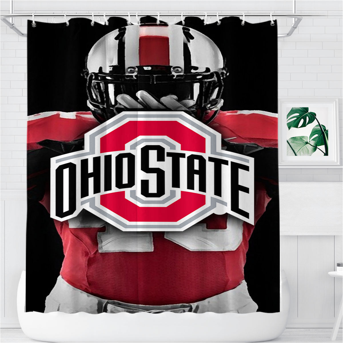 Ohio State Nfl Player Bathroom Shower Curtain Fabric Waterproof | 66 X 72 Inch