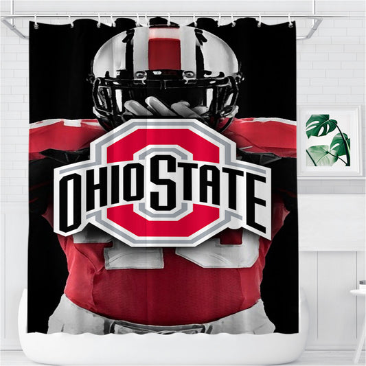 Personalized Ohio State Nfl Player Shower Curtain Farmhouse Bathroom Decor