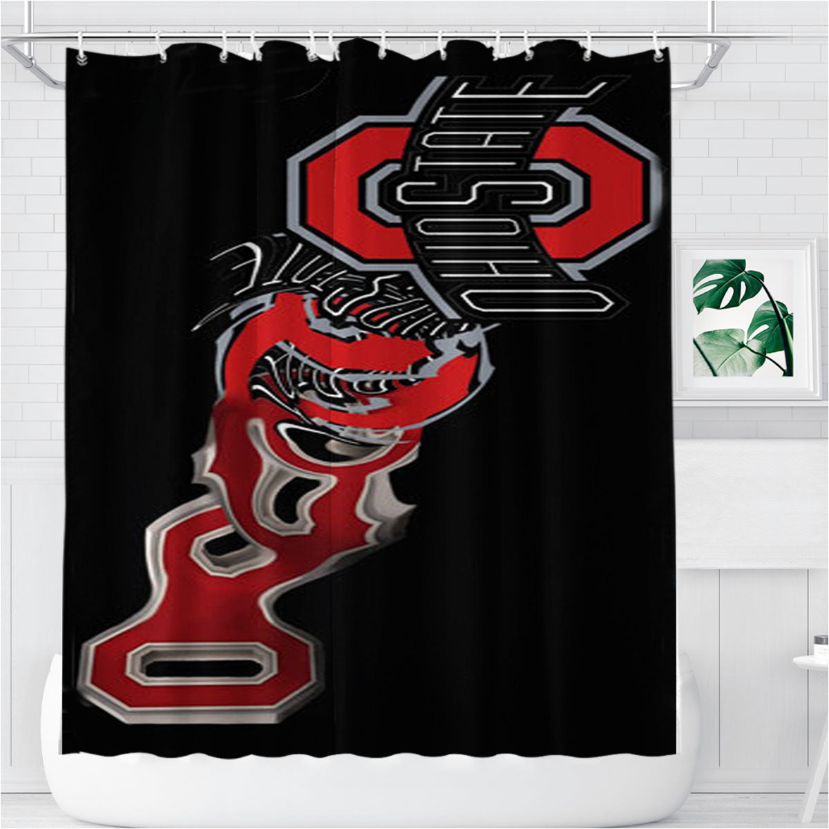Ohio State University Art Bathroom Shower Curtain Fabric Waterproof | 66 X 72 Inch