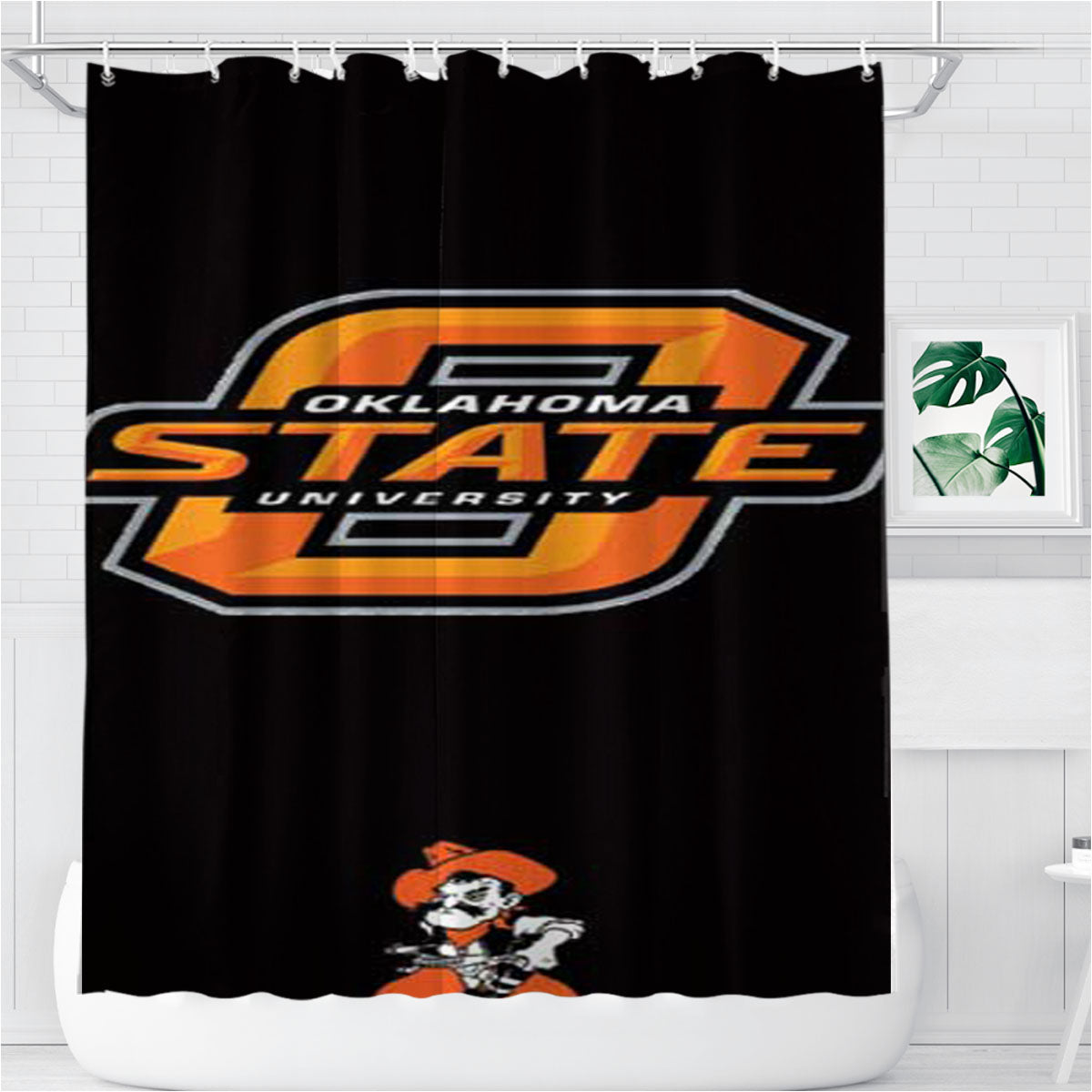Ok State Logos Bathroom Shower Curtain Fabric Waterproof | 66 X 72 Inch