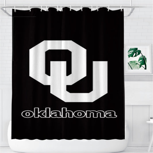 Oklahoma Sooners Black Logo Bathroom Shower Curtain Fabric Waterproof | 66 X 72 Inch