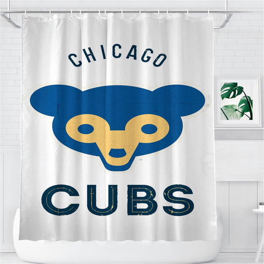 Old Chicago Cubs Logo Bathroom Shower Curtain Fabric Waterproof | 66 X 72 Inch