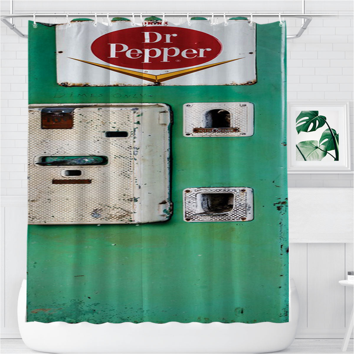 Old Classic Dr Pepper Vending Machine Bathroom Shower Curtain Fabric Waterproof | 66 X 72 Inch