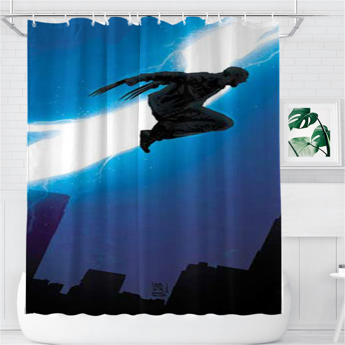 Old Man Logan Lightning Jump Bathroom Shower Curtain Fabric Waterproof | 66 X 72 Inch