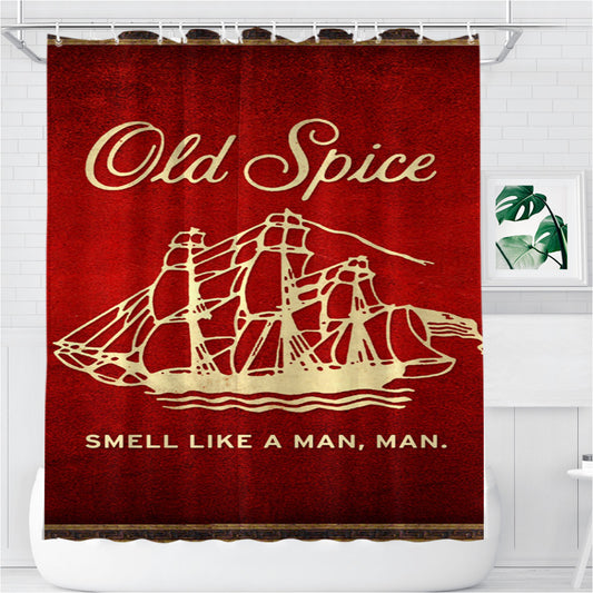 Personalized Old Spice Cosmetics Brand Shower Curtain Farmhouse Bathroom Decor