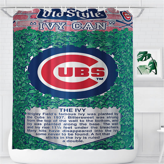 Old Style Chicago Cubs Beer Bathroom Shower Curtain Fabric Waterproof | 66 X 72 Inch