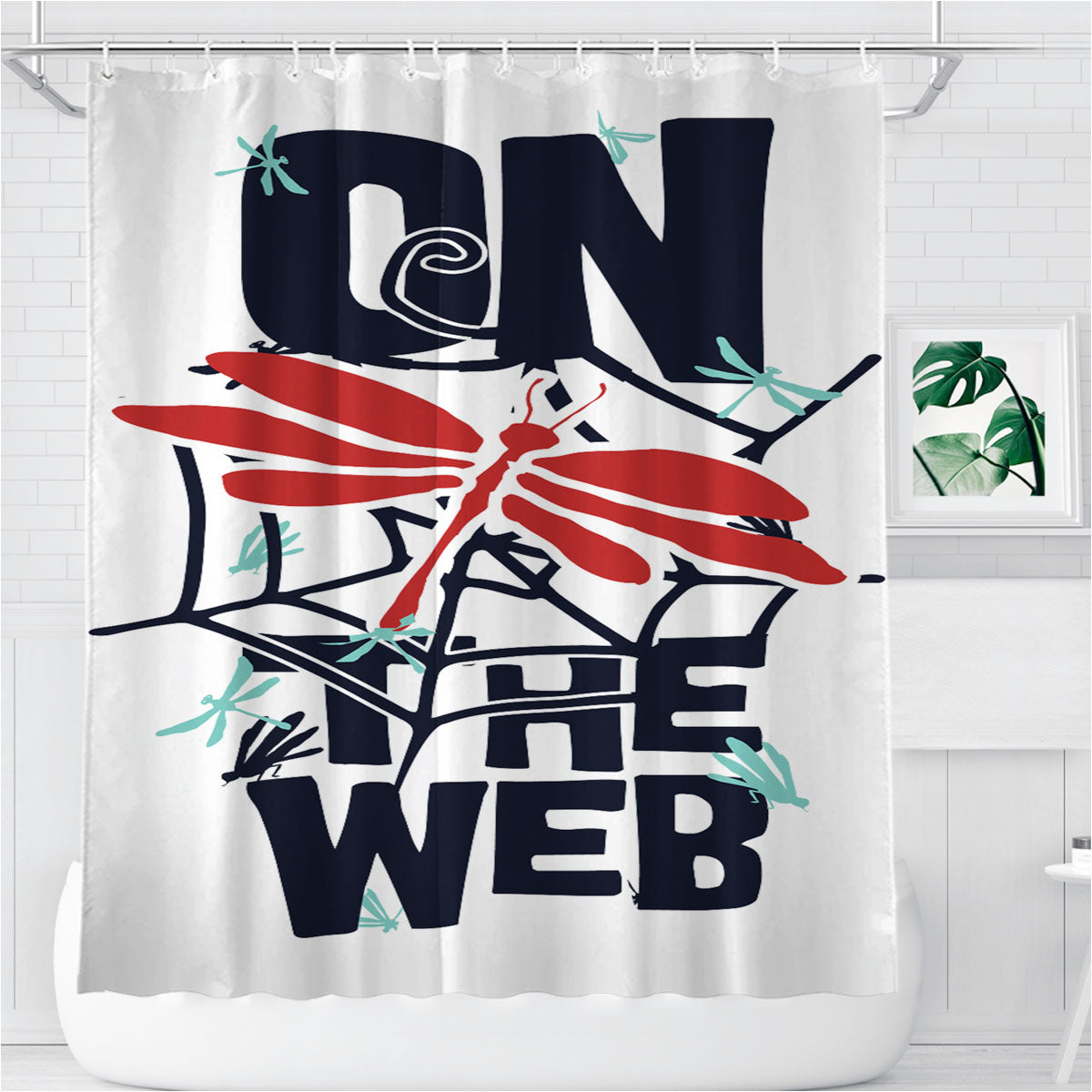 On The Spider Web Stree Bathroom Shower Curtain Fabric Waterproof | 66 X 72 Inch