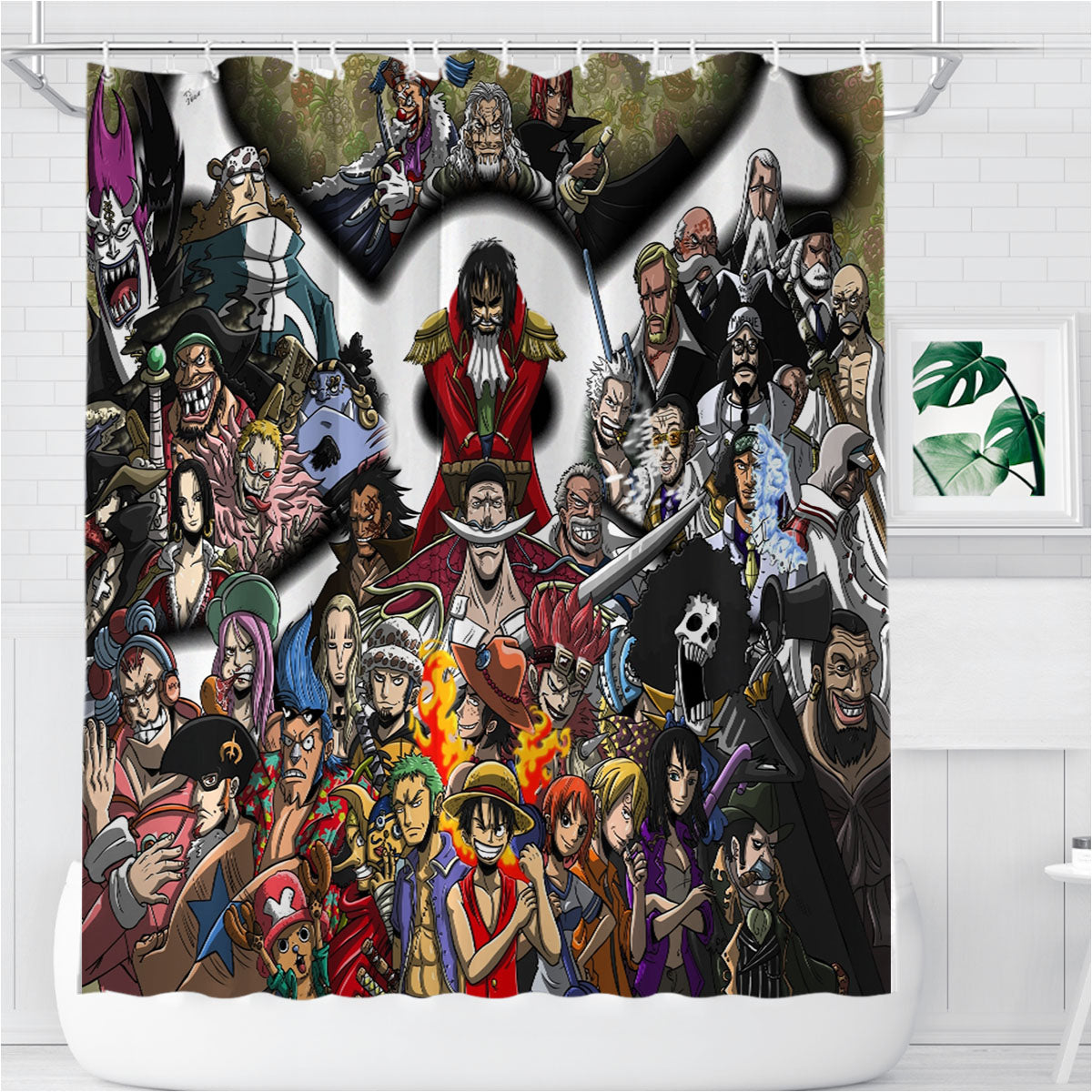 One Piece Bathroom Shower Curtain Fabric Waterproof | 66 X 72 Inch
