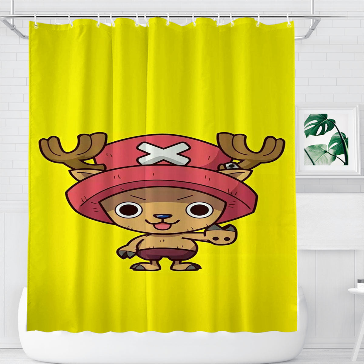 One Piece Chopper Bathroom Shower Curtain Fabric Waterproof | 66 X 72 Inch