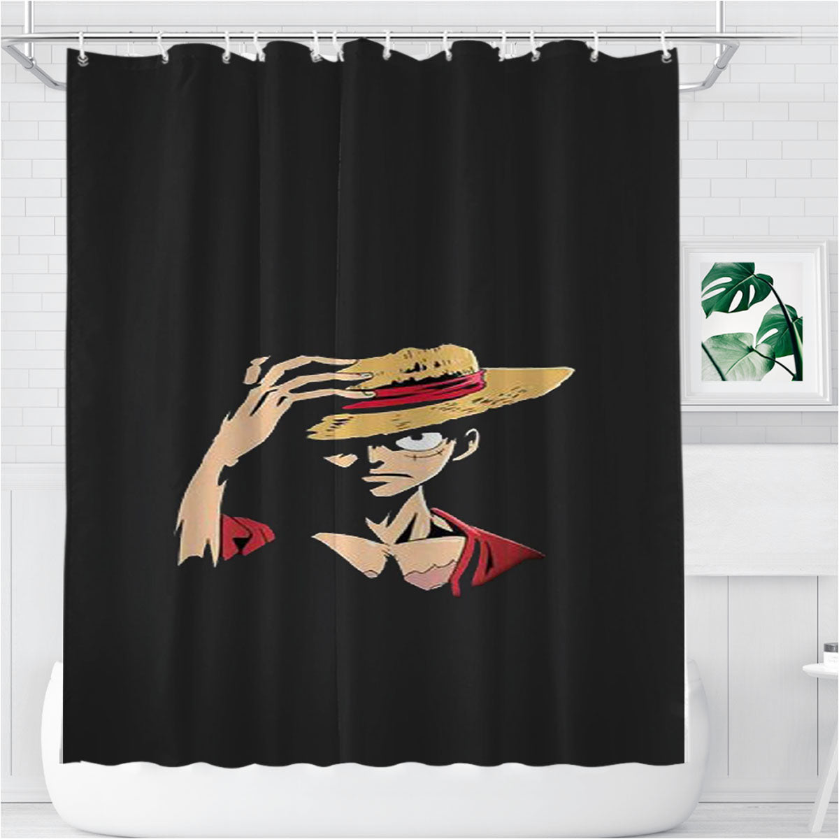 One Piece Luffy Bathroom Shower Curtain Fabric Waterproof | 66 X 72 Inch
