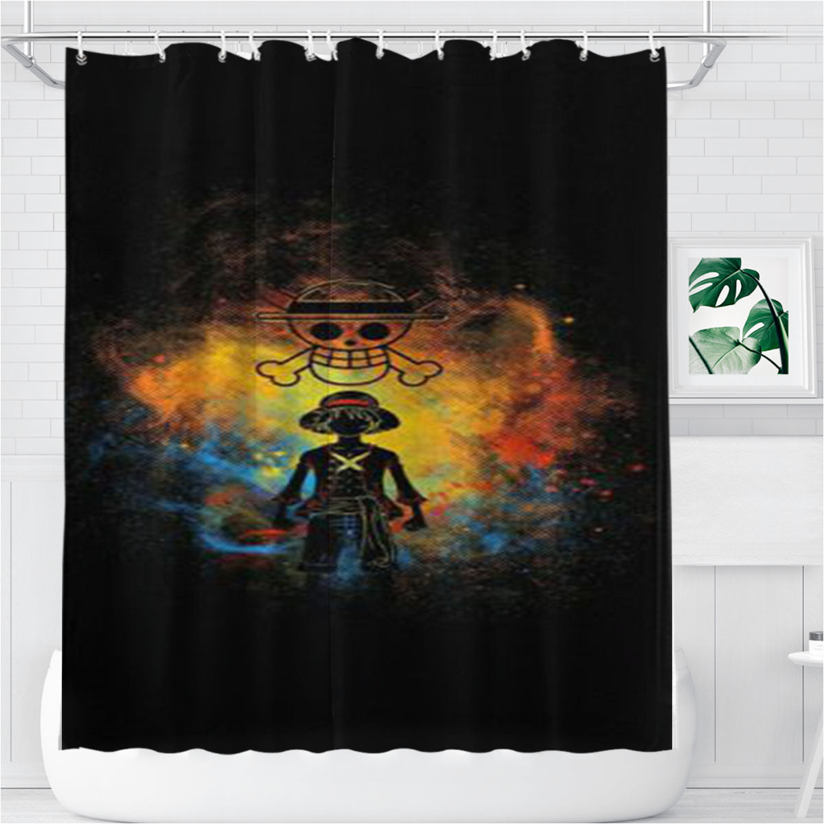 One Piece Pirate Painting Bathroom Shower Curtain Fabric Waterproof | 66 X 72 Inch