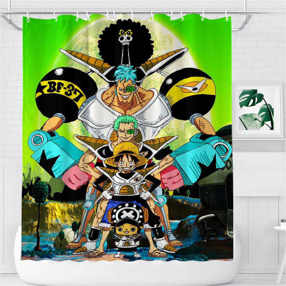 One Piece Saiyan Troopers Bathroom Shower Curtain Fabric Waterproof | 66 X 72 Inch