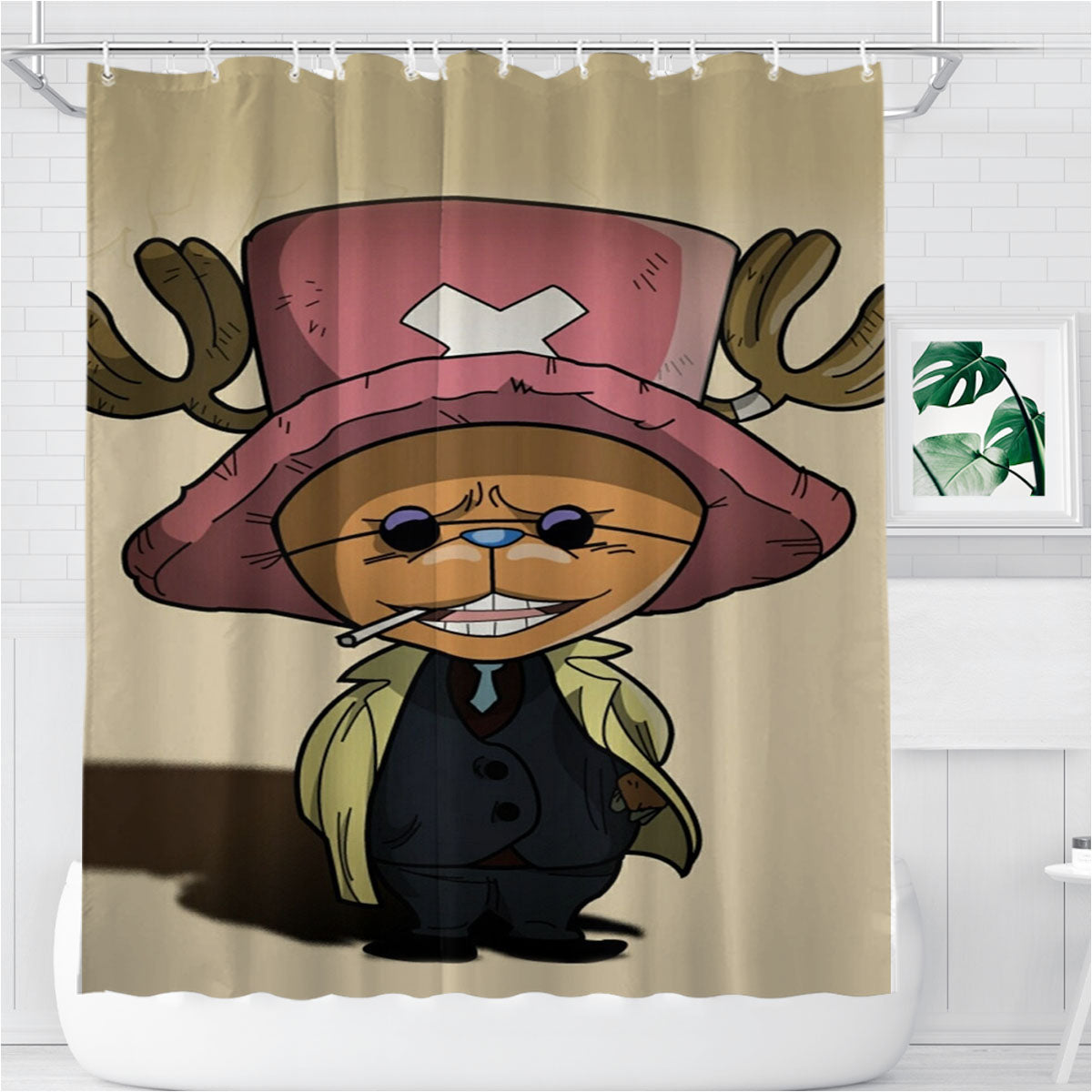 One Piece Tony Tony Chopper Bathroom Shower Curtain Fabric Waterproof | 66 X 72 Inch