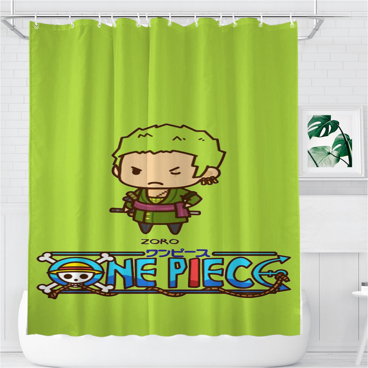 One Piece Zoro Bathroom Shower Curtain Fabric Waterproof | 66 X 72 Inch