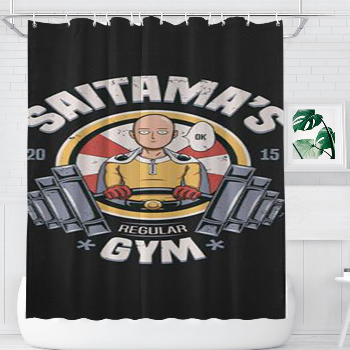 One Punch Man Saitama Gym Bathroom Shower Curtain Fabric Waterproof | 66 X 72 Inch