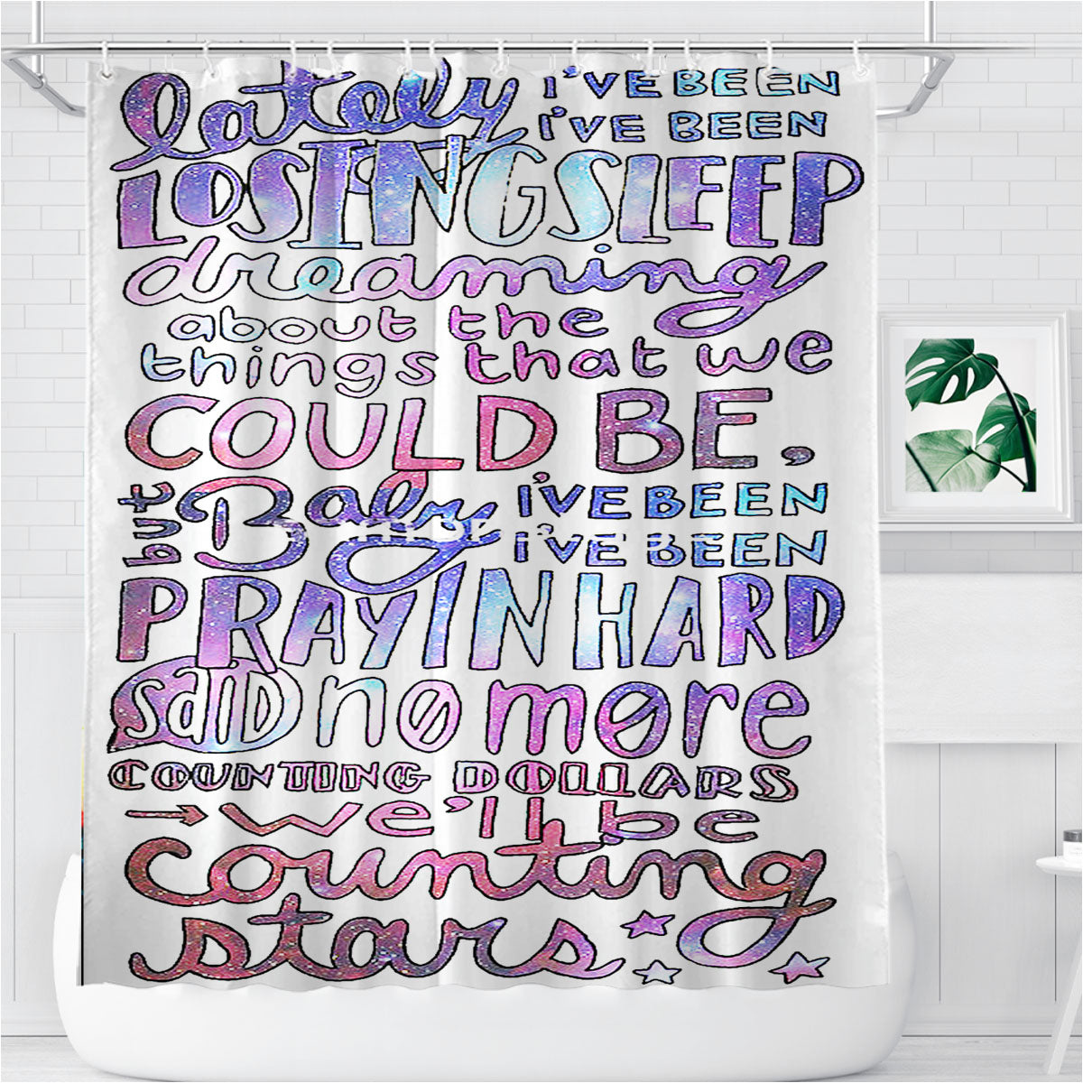 Onerepublic Lyric Cover Bathroom Shower Curtain Fabric Waterproof | 66 X 72 Inch
