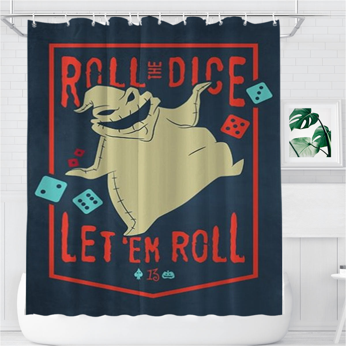 Oogie Boogie Roll The Dice Bathroom Shower Curtain Fabric Waterproof | 66 X 72 Inch