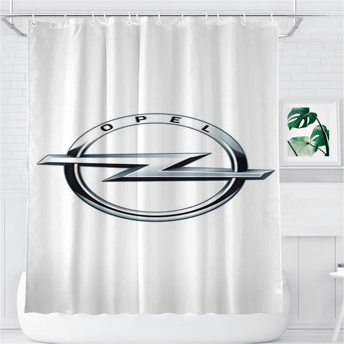 Opel White Bathroom Shower Curtain Fabric Waterproof | 66 X 72 Inch