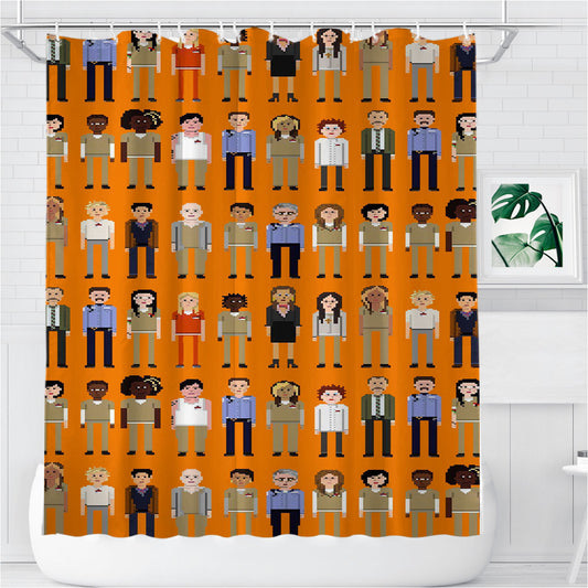 Orange Is The New Black Pattern Bathroom Shower Curtain Fabric Waterproof | 66 X 72 Inch