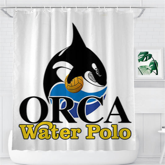 Orca Water Polo Bathroom Shower Curtain Fabric Waterproof | 66 X 72 Inch