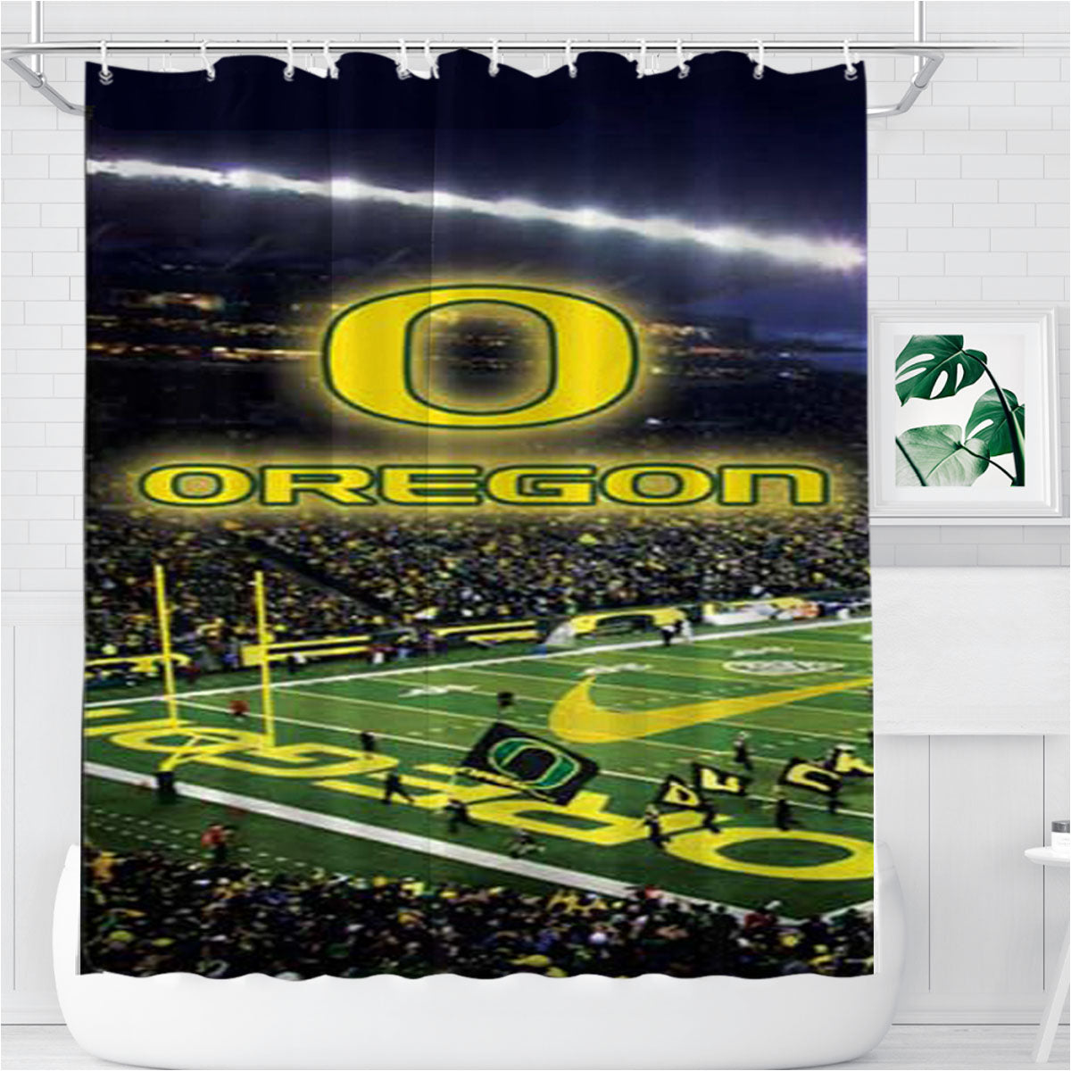 Oregon Ducks Stadium Logo Bathroom Shower Curtain Fabric Waterproof | 66 X 72 Inch