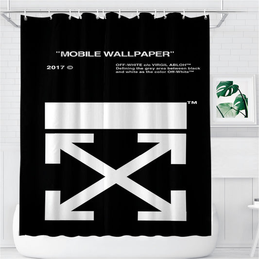 Personalized Original Off White Black Shower Curtain Farmhouse Bathroom Decor