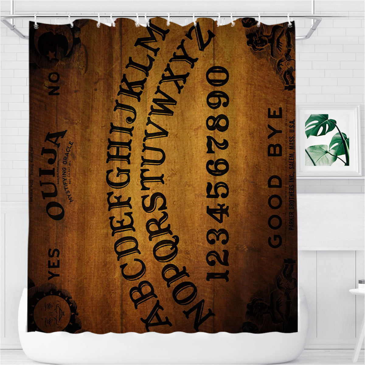 Ouija Alfabet Vintage Bathroom Shower Curtain Fabric Waterproof | 66 X 72 Inch
