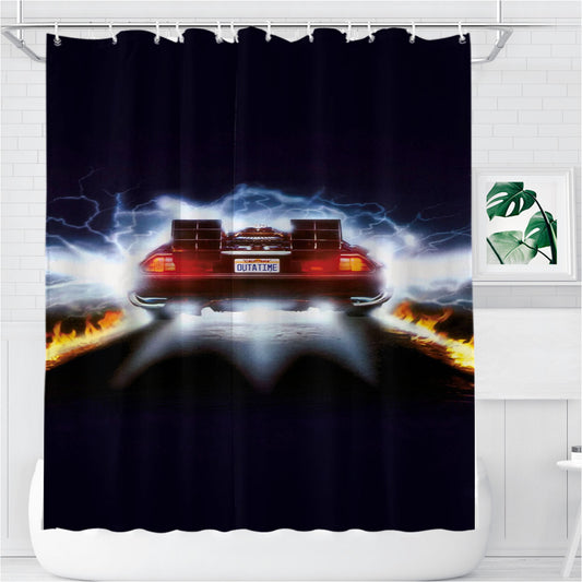 Personalized Out A Time Back To The Future Car Shower Curtain Farmhouse Bathroom Decor
