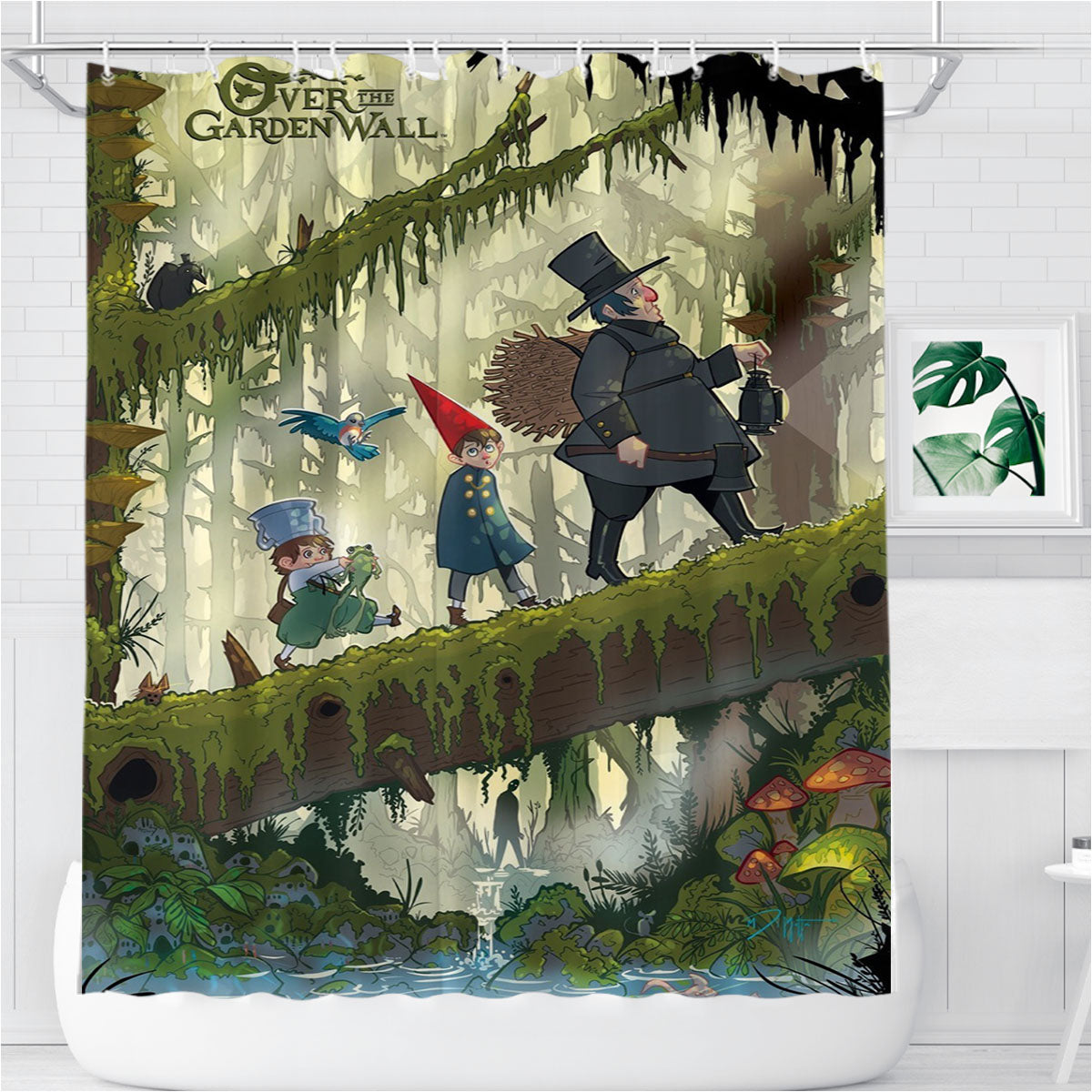 Over The Garden Wall Bathroom Shower Curtain Fabric Waterproof | 66 X 72 Inch